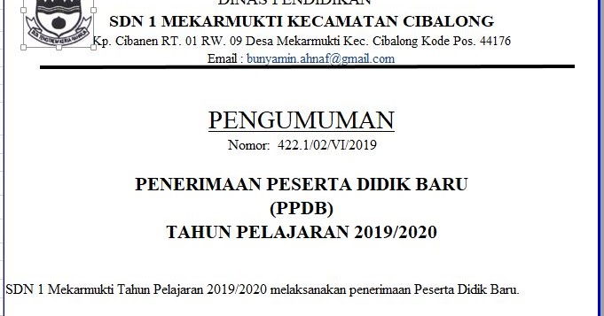Download Aplikasi Excel Contoh SK PPDB Tahun Pelajaran