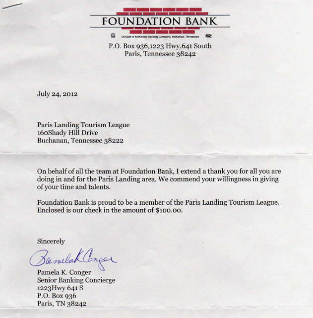 Paris Landing Tourism League Foundation Bank