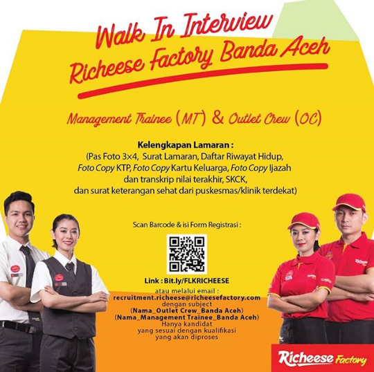 Lowongan Kerja Crew Outlet Richeese Factory Outlet Penempatan Area Banten Serangkab Info