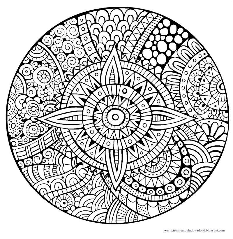 Zen & Anti-Stress Mandalas: Malvorlagen: Dicke Linien Mandala - Free