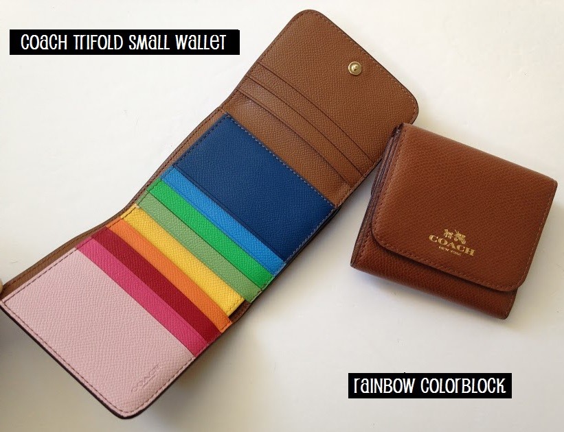 USA Boutique COACH Trifold Wallet Rainbow Colorblock Brown Caramel