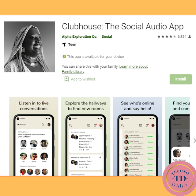 Clubhouse playstore page | technodaily