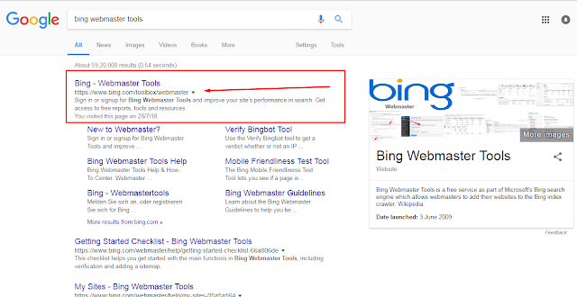 how to add url in bing/google