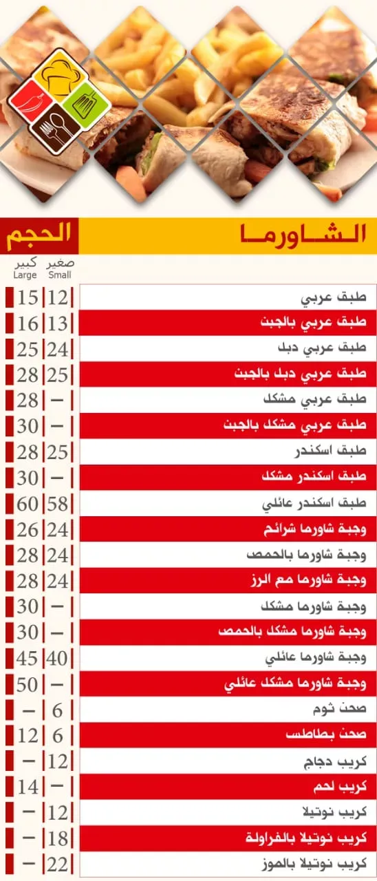 منيو مطعم كندة