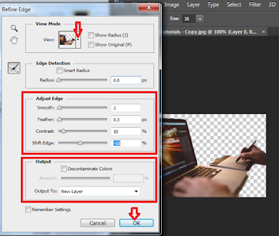 Screenshot: Refine edge dialog box