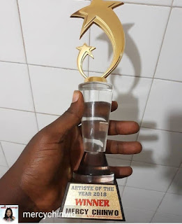 Plaque won by Mercy Chinwo at the CLIMAX Awards 2018