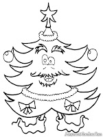 Lembar mewarnai gambar pohon Natal untuk anak-anak