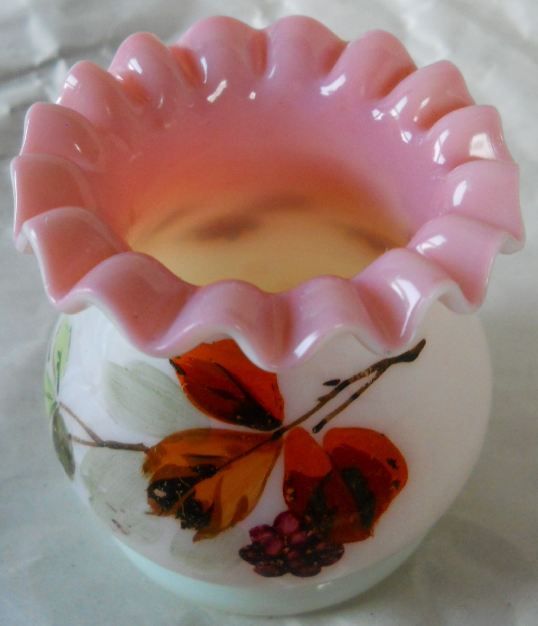 Stourbridge Victorian Art Glass Tiny Vase Pink Cased Glass