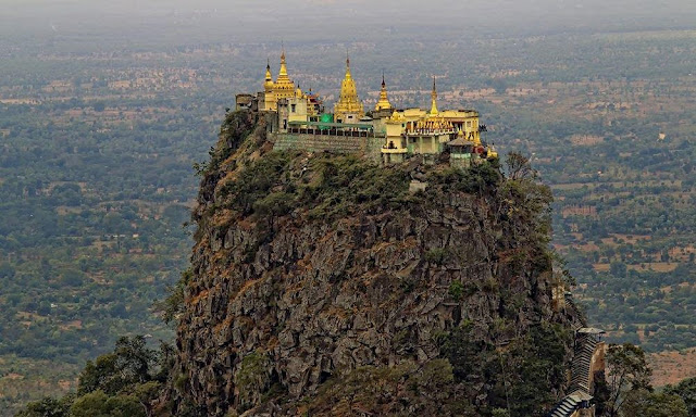 beauty of the unique Taung Kalat pagoda on the cliff