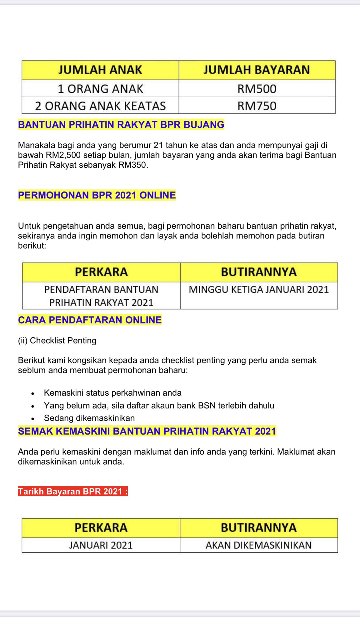 SENARAI BANTUAN KERAJAAN 2021 B40, M40, pelajar IPT & sekolah, kerja