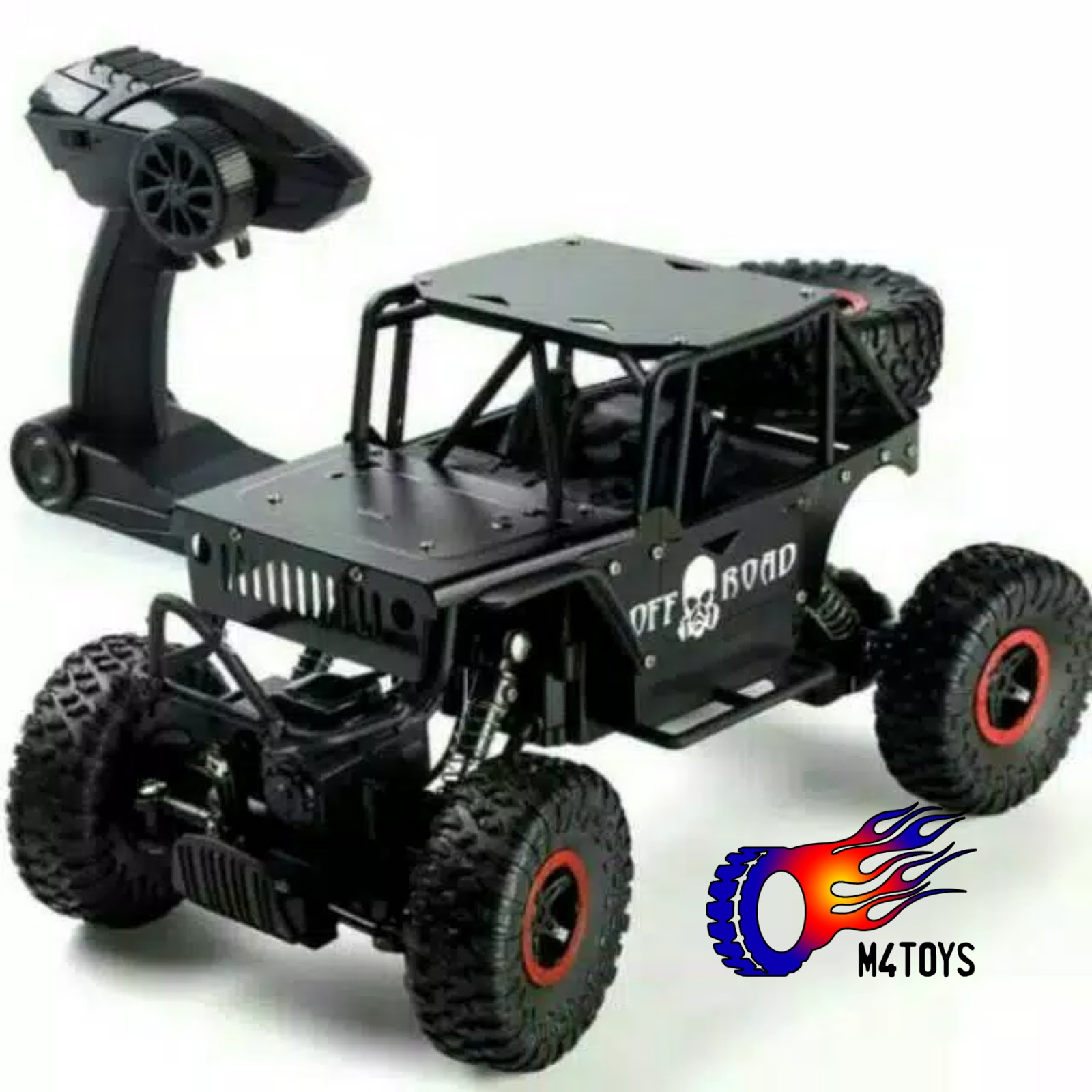 Mobil RC OFFROAD JEEP ARMY 4WD Hitam