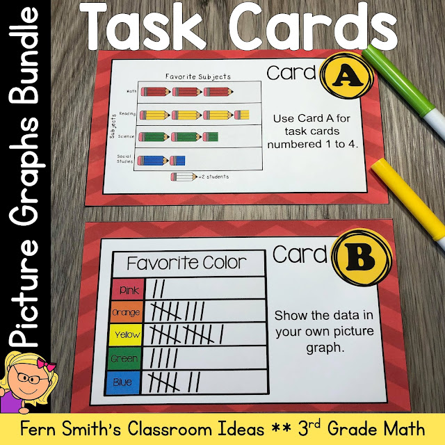 Click Here to Download This 3rd Grade Math BUNDLE Use and Make Picture Graphs Task Cards Bundle for Your Classroom Today!