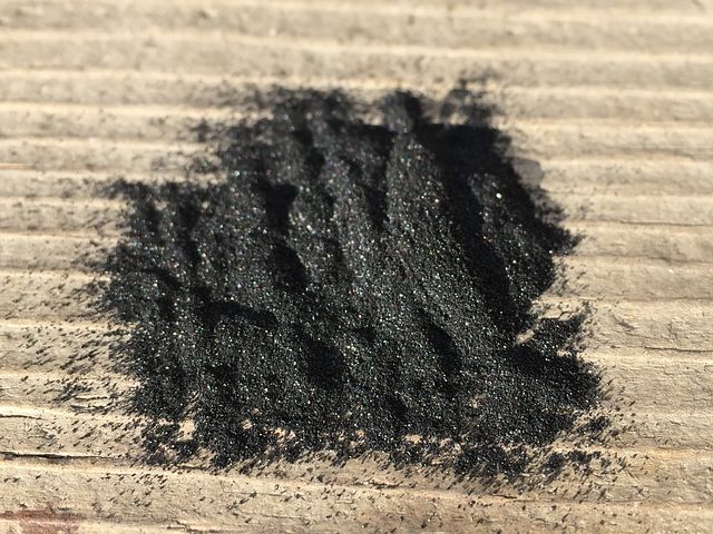 Powdered charcoal have greater suface area to adsorb fuel particles