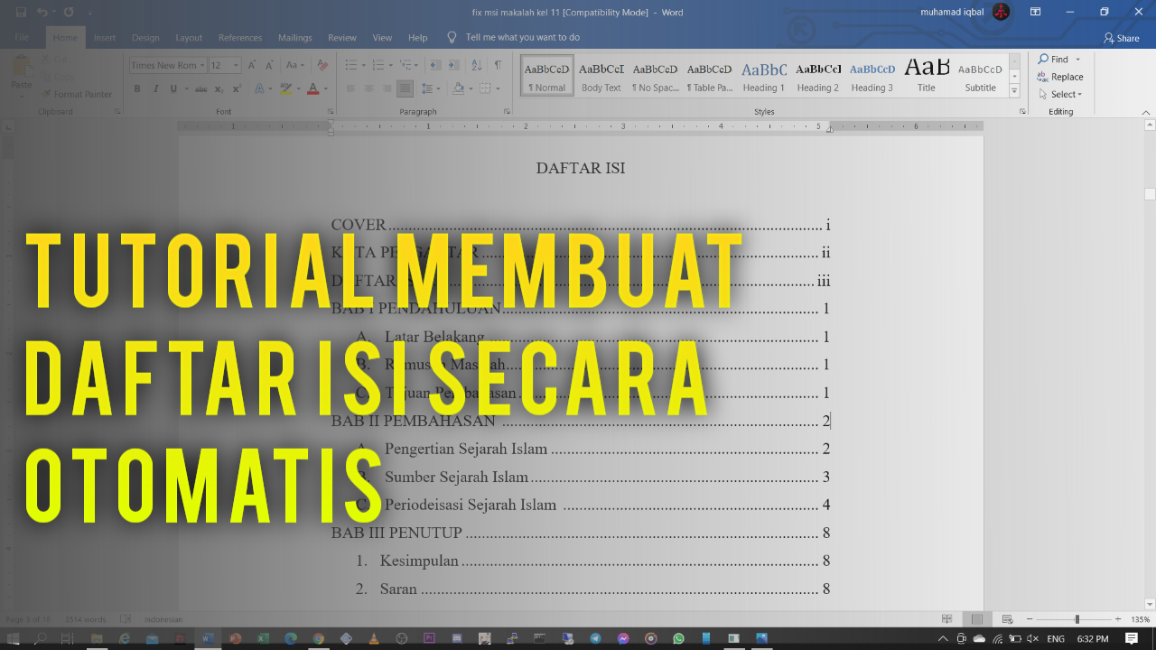 Cara Mudah Membuat Daftar Isi Secara Otomatis di Microsoft Office Word Cara Mudah Membuat Daftar Isi Secara Otomatis di Microsoft Office Word
