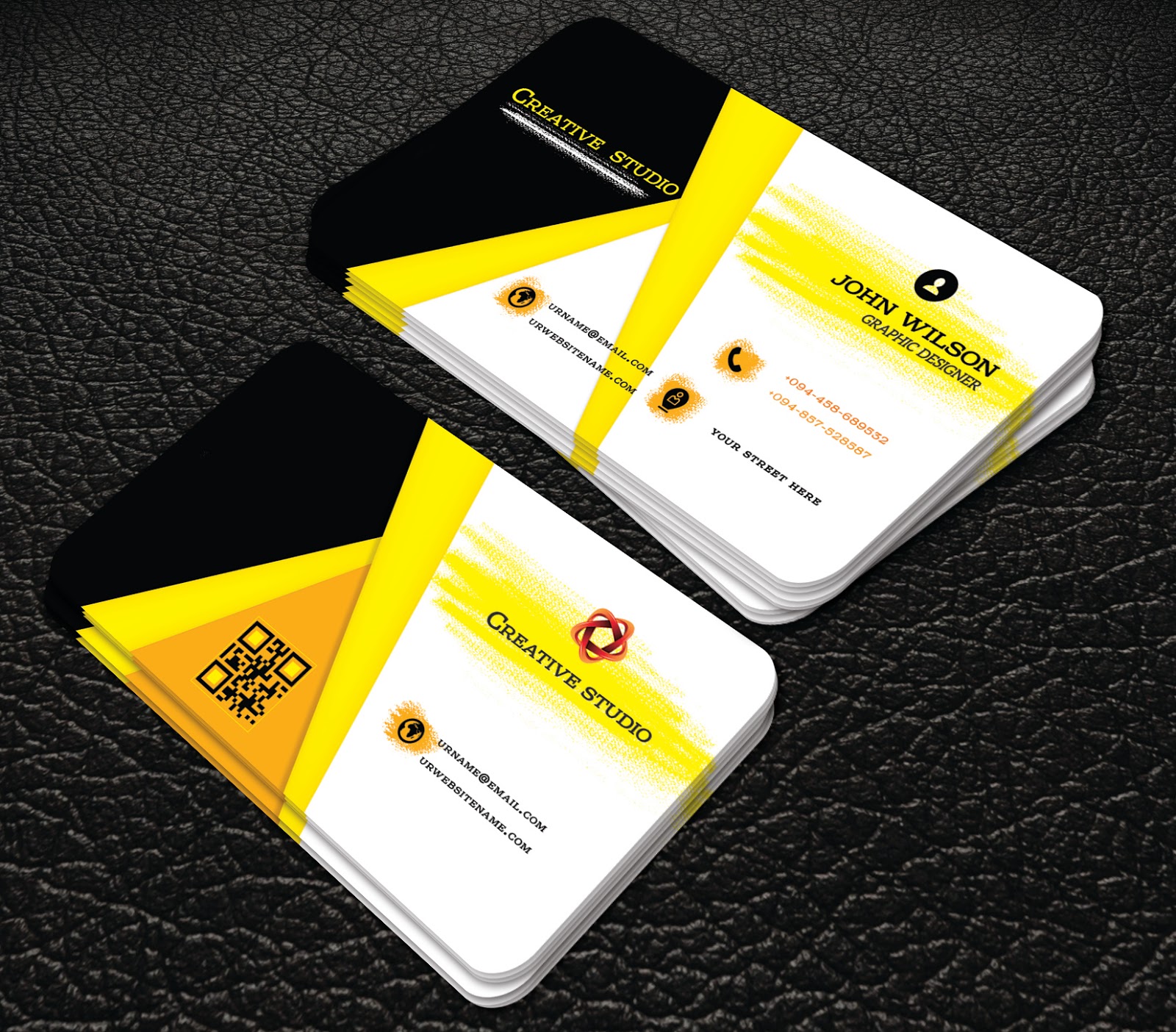 Yellow colour creative business cards Creative free cards templates