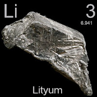 Lityum elementi üzerinde lityumun simgesi, atom numarası ve atom ağırlığı.