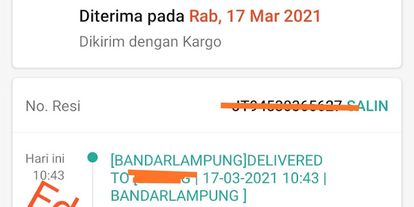 Review Pengiriman via JNE Kargo Shopee