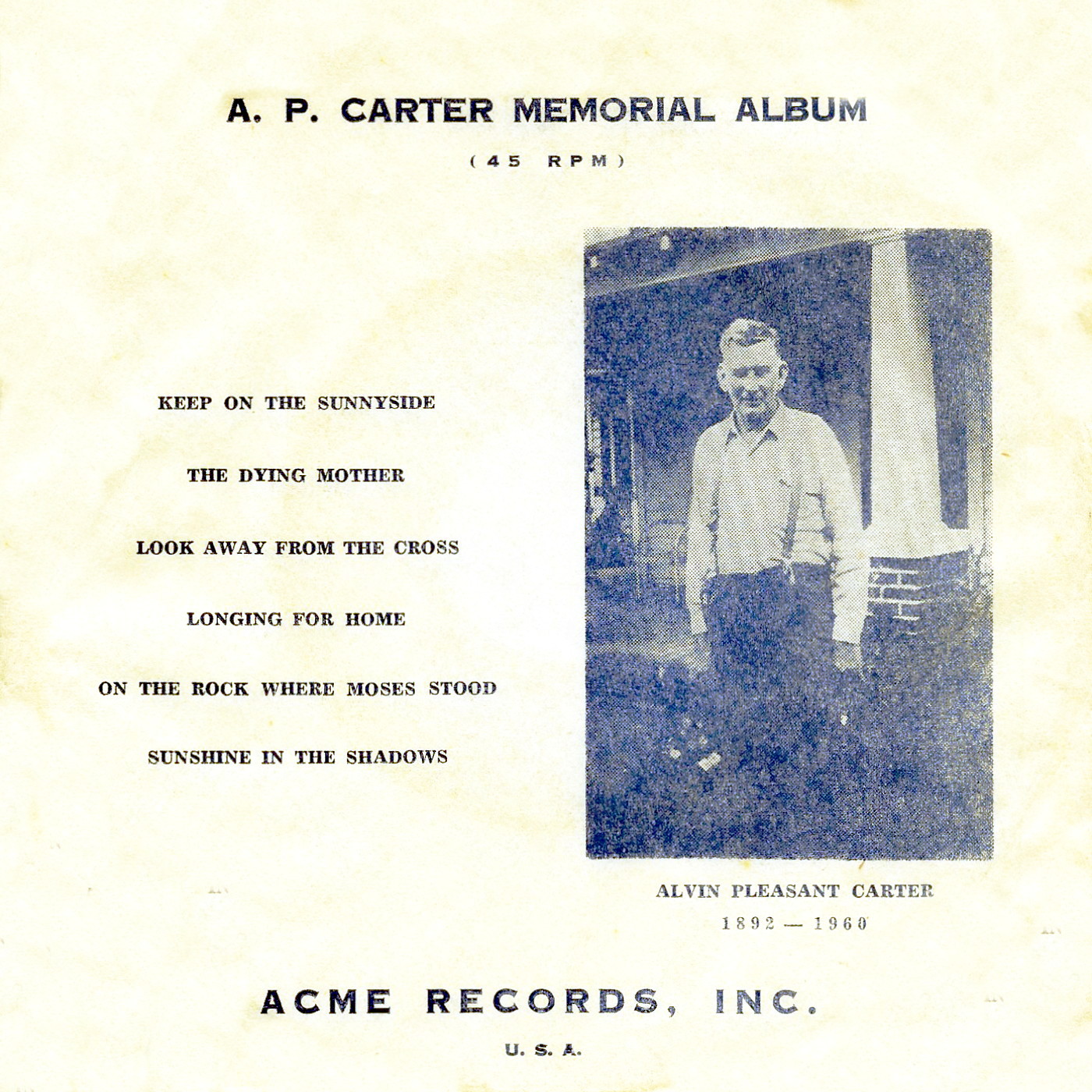 Glenn's Country Music Cabinet: The Carter Family ~ A.P. Carter Memorial ...