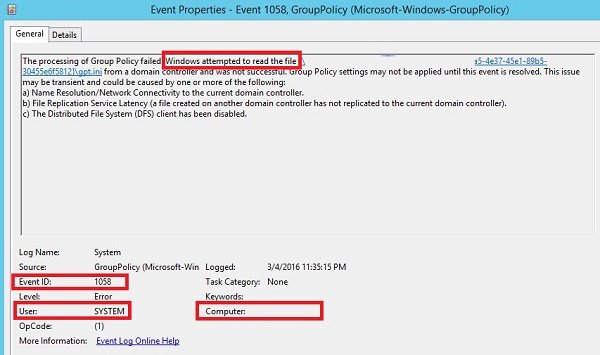 Fix lỗi Event 1058 - The processing of Group Policy failed