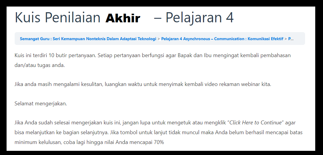 Jawaban Kuis Penilaian Akhir Pelajaran 4 Seri Semangat Guru - Beragam Informasi