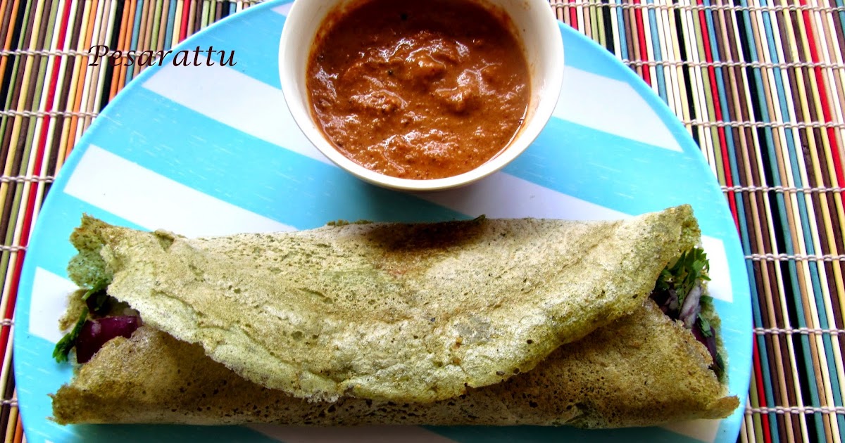 Vysya's Delicious Recipes Andhra Pesarattu Recipe Green Gram Dosa Pesarattu With Allam Pachadi