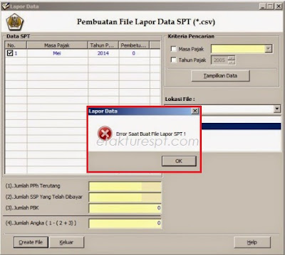 Error Tidak Bisa Buat File CSV eSPT Masa PPh 23