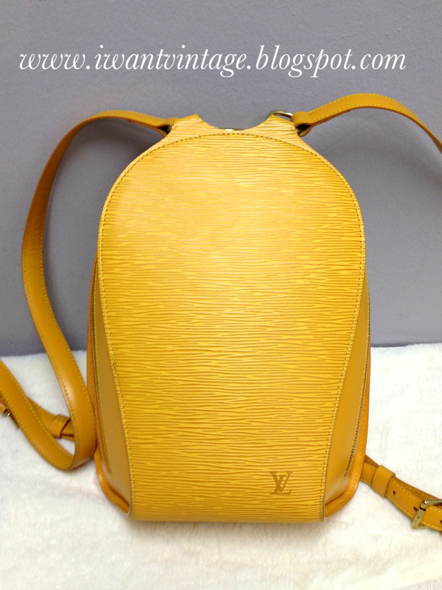 I Want Vintage | Vintage Designer Handbags: Louis Vuitton Epi Leather Backpack in Sunny Yellow