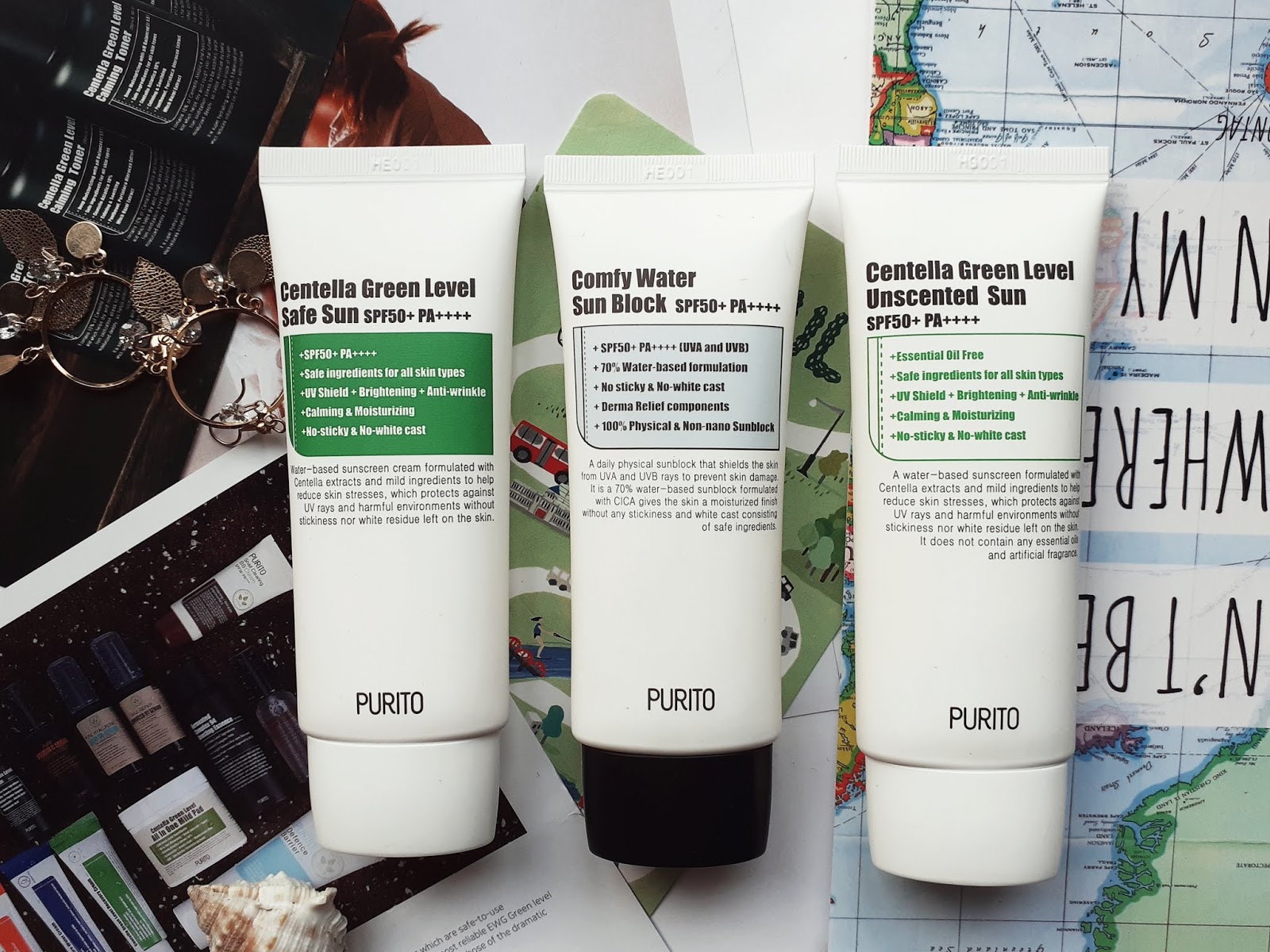 A Comparison Review: Purito Water Comfy Sunblock, Purito Centella Green Lev...