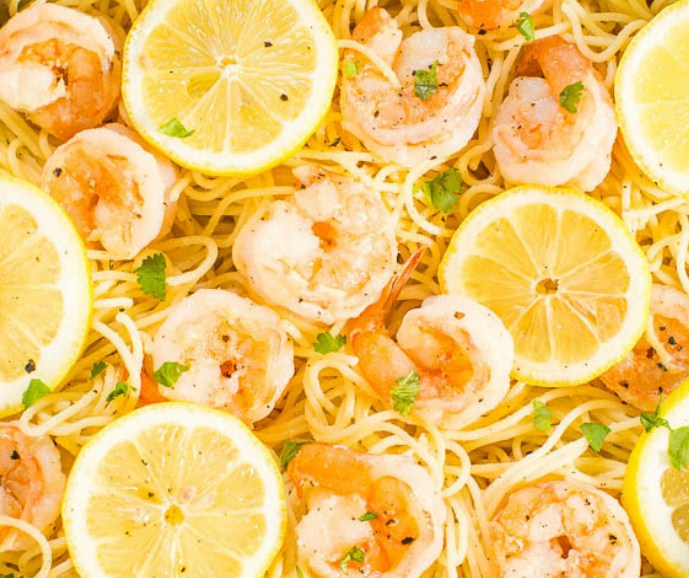 Lemon Butter Garlic Shrimp with Angel Hair Pasta