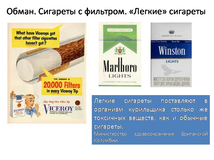 Легкие сигареты названия