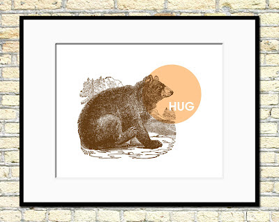bear with the word hug in a circle near his head