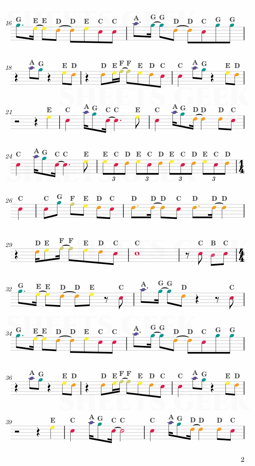 Shelter - Porter Robinson Easy Sheet Music Free for piano, keyboard, flute, violin, sax, cello page 2