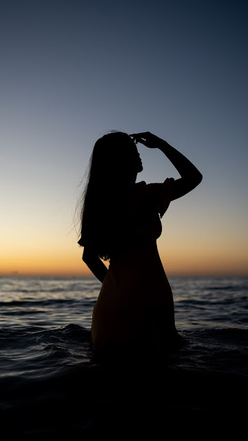 HD wallpaper girl silhouette, sea, skyline