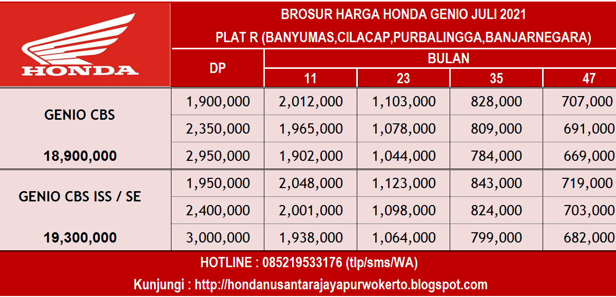 Brosur Harga Honda Genio CBS ISS