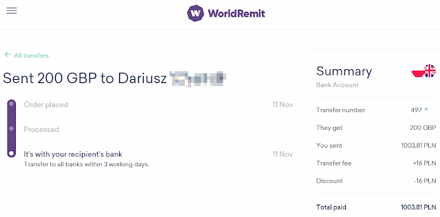 Worldremit przelew 200gbp