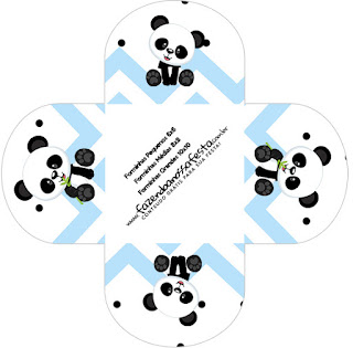 Panda in Light Blue Chevron and Black Polka Dots: Free Printable Boxes.