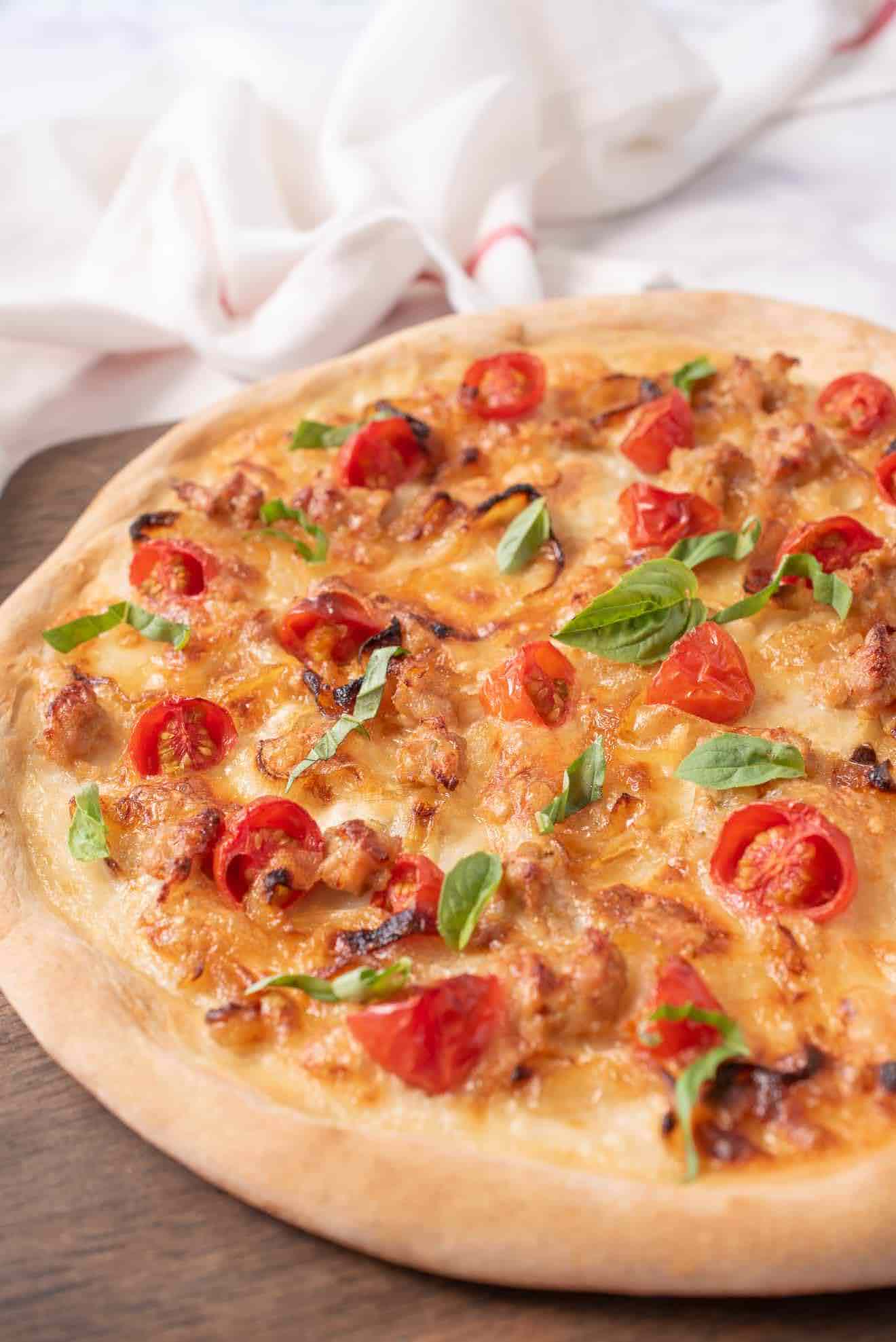 Italian Sausage and Caramelized Onion Pizza | Photo Courtesy of Culinary Ginger