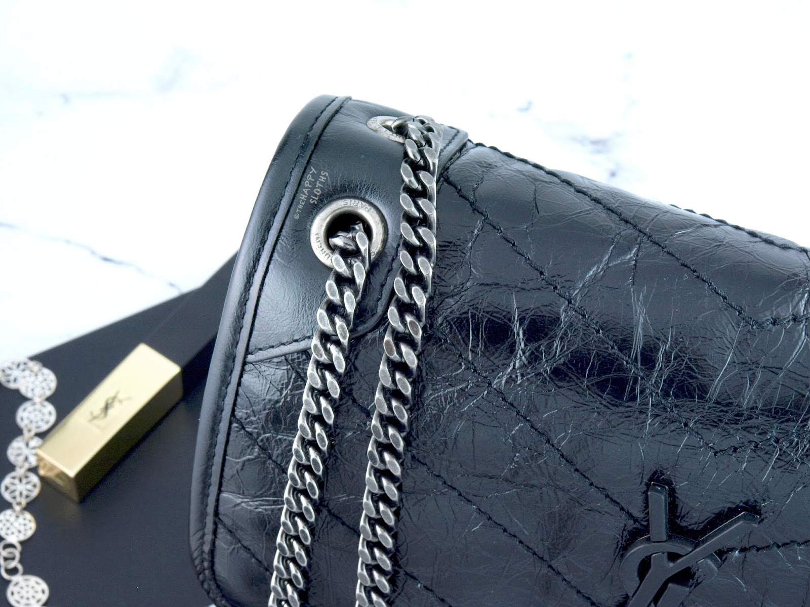 YVES SAINT LAURENT Niki Medium Chain Bag in Crinkled Vintage