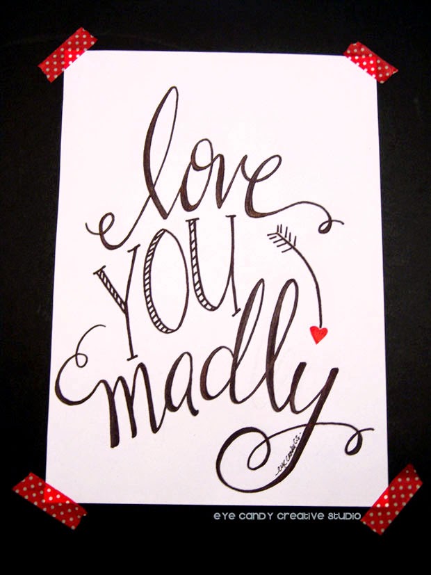 valentines day print, arrow, hand lettering, pen and ink, modern calligraphy