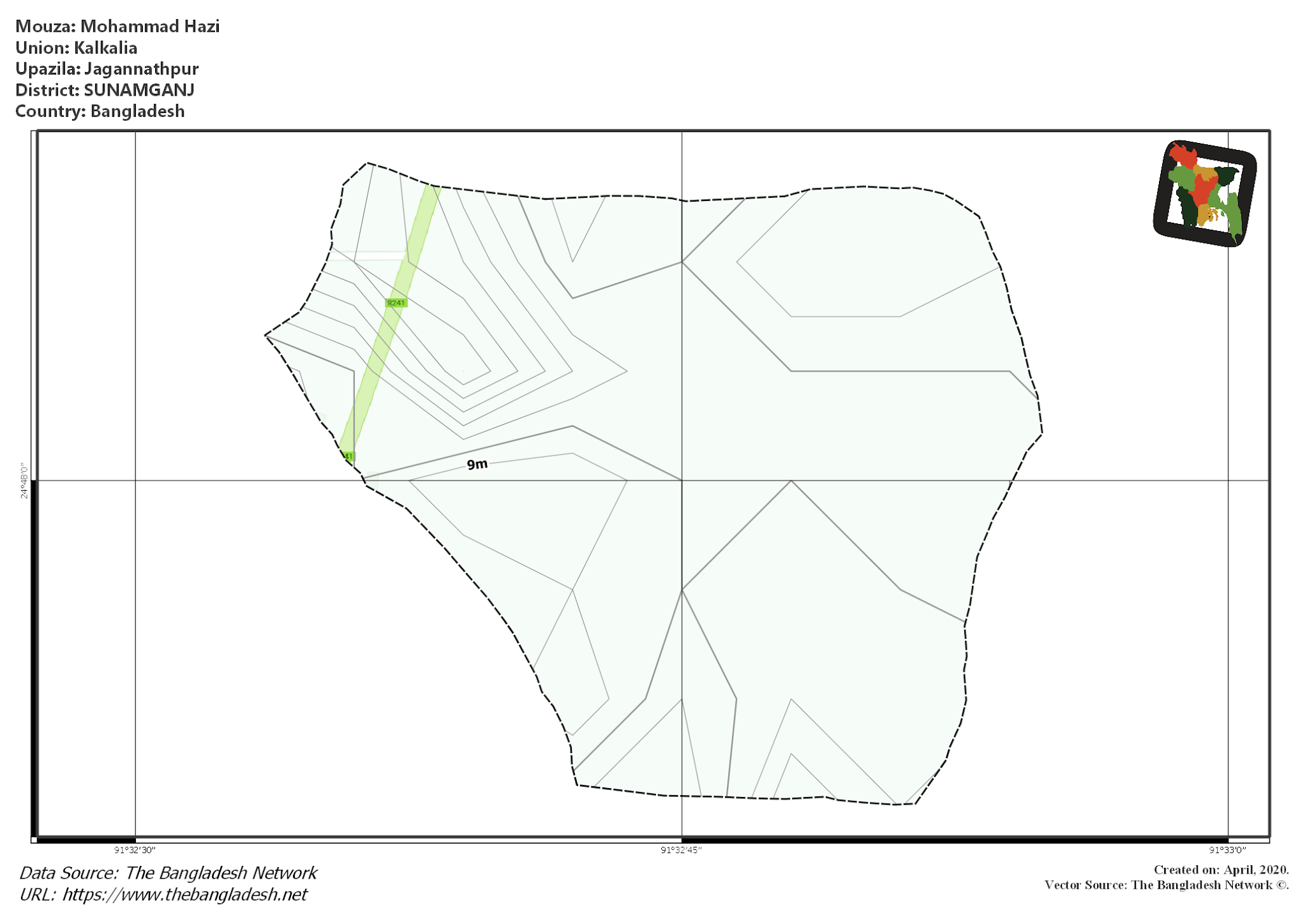 Map of Mohammad Hazi Mouza of Jagannathpur Upazila, SUNAMGANJ, Bangladesh.
