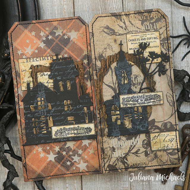Ghost Town 2 Tag Book by Juliana Michaels featuring Tim Holtz Sizzix Ghost Town 2 and Ghost Town 1 Thinlits