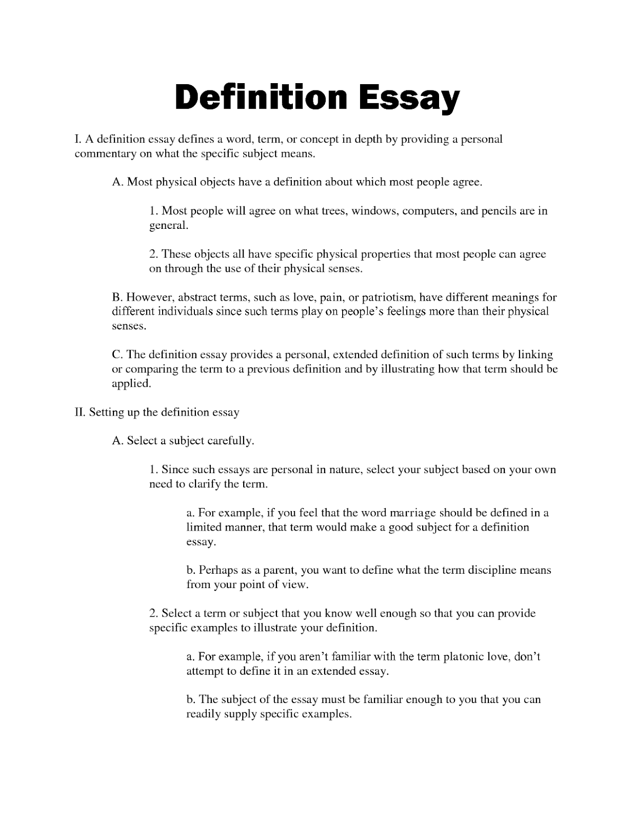 definition essay college