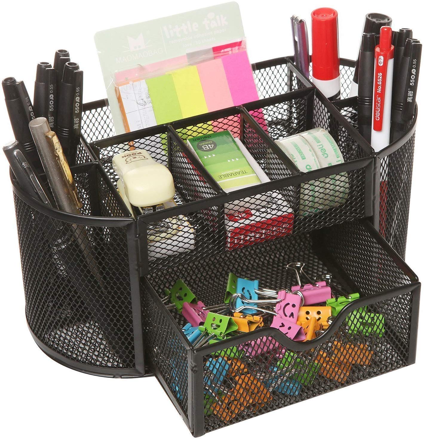 Desk Organizer, Pencil Holder, Pen Holder Desk Mesh Organizer with 9