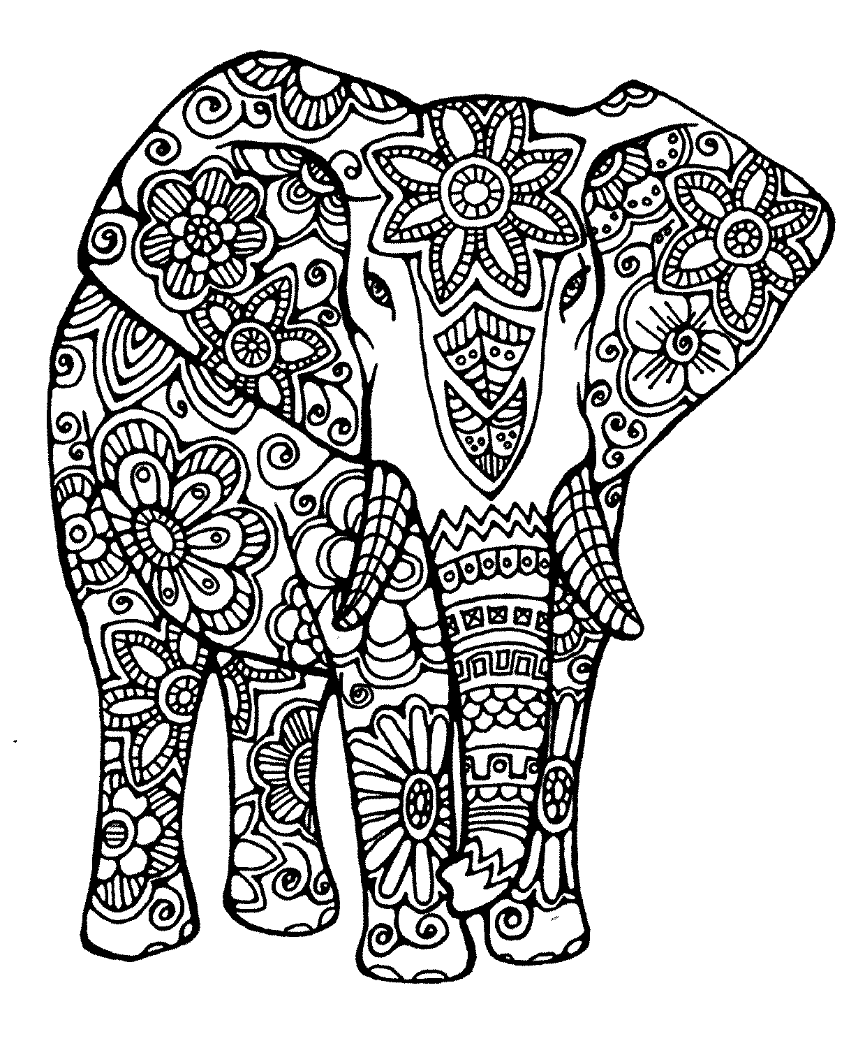  Gajah  dalam Ornament Gambar  Mewarnai untuk Dewasa murid 17