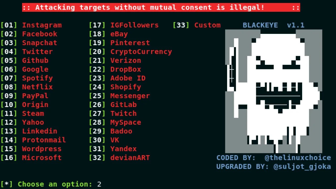 How to fix blackeye tool for phishing website link is not showing issue