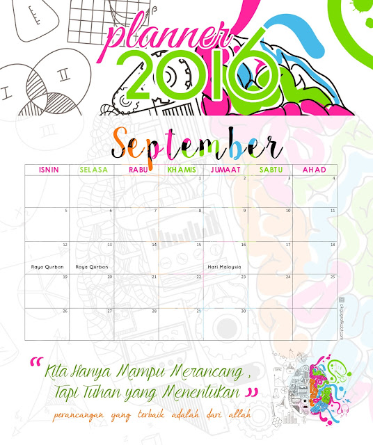 Planner 2016 free printing , grafik berwarna