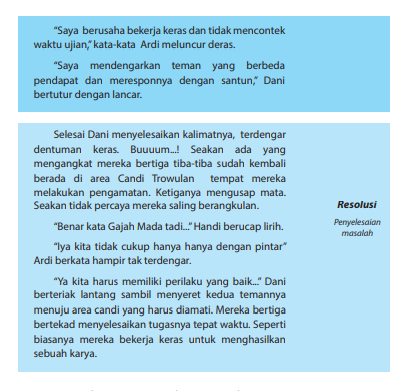 Apa yang dimaksud dengan bagian resolusi dan ending dalam teks cerita fantasi