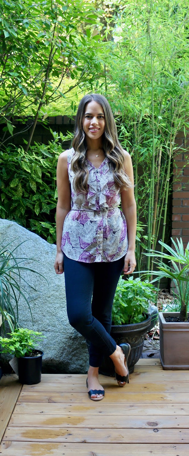 Jules in Flats - Ruffle Front Sleeveless Blouse (Business Casual Workwear on a Budget)
