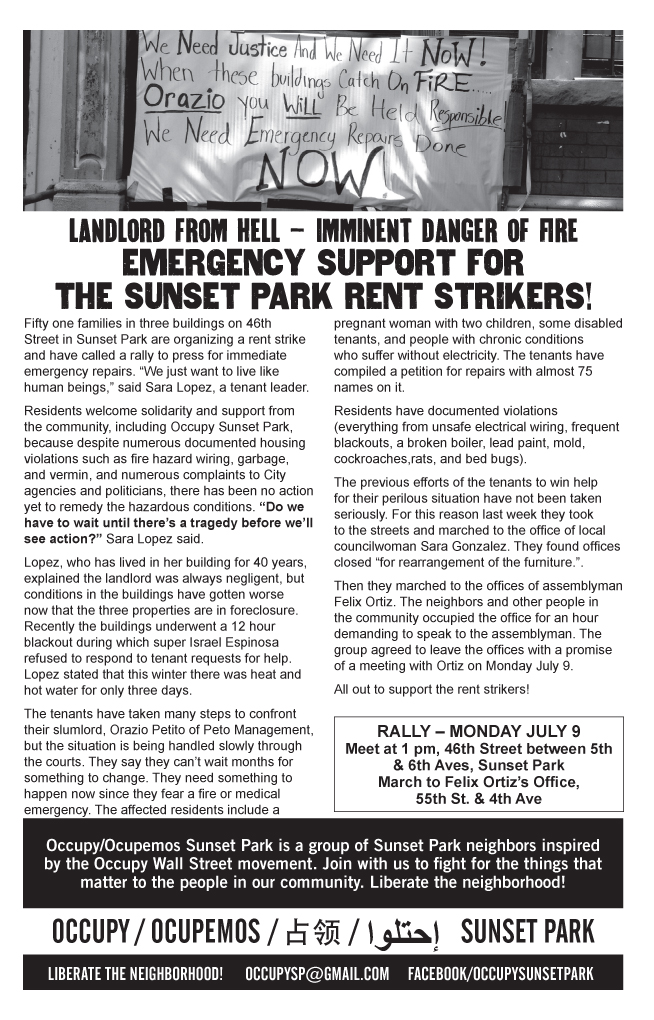 The Cahokian Sunset Park Rent Strike Scenes from the Struggle