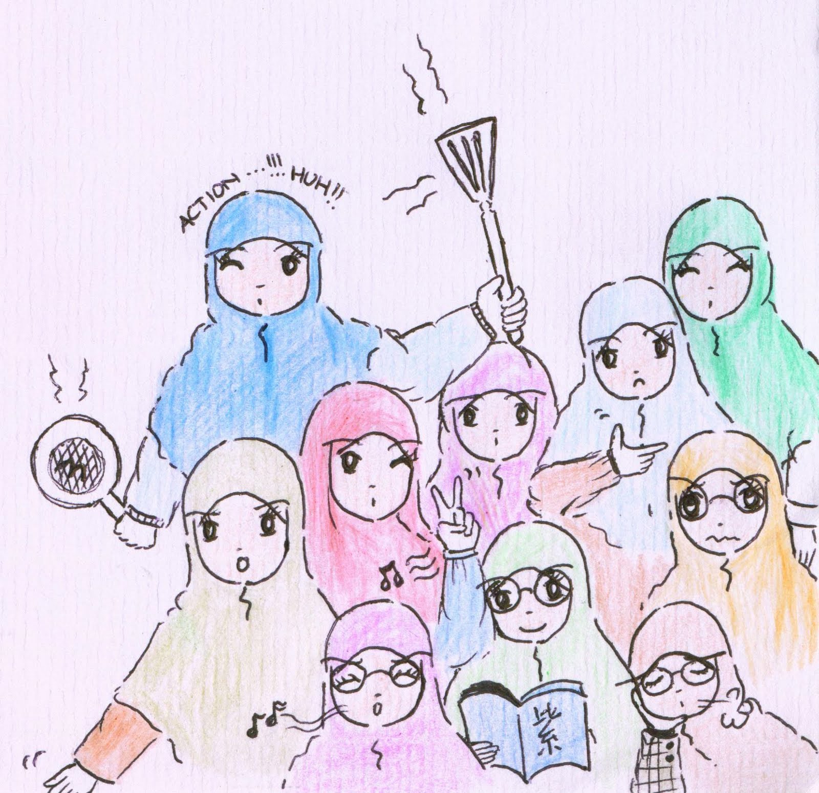 Gambar Kartun Muslimah Ber Enam Design Kartun